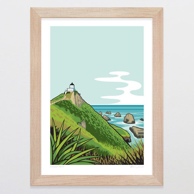 Glenn Jones Art Nugget Point Art Print Art Print A4 / Oak