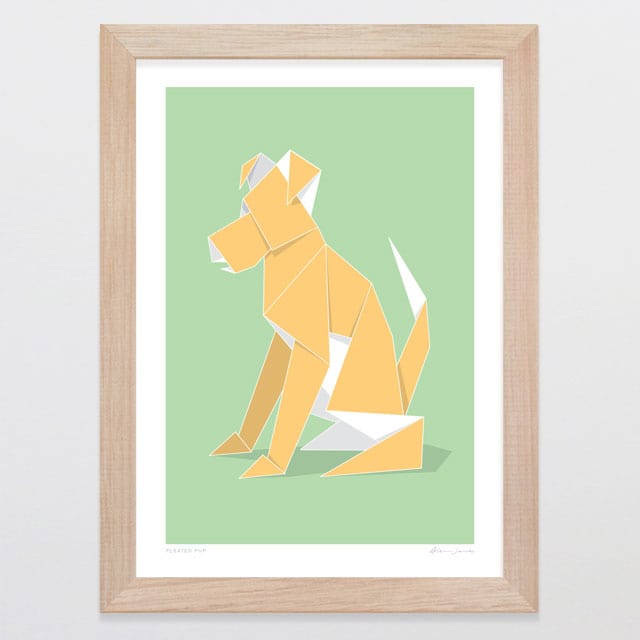 Glenn Jones Art Pleated Pup Art Print Art Print A4 / Oak