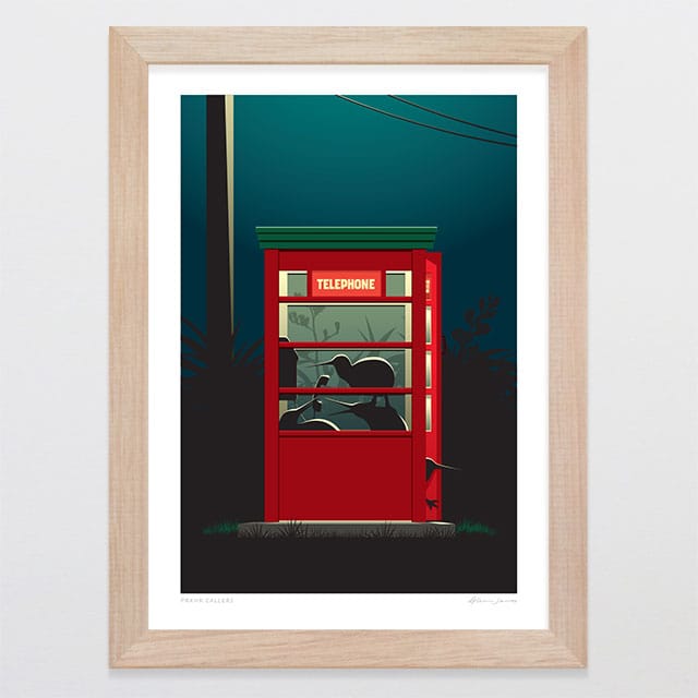 Glenn Jones Art Prank Callers Art Print Art Print A4 / Oak