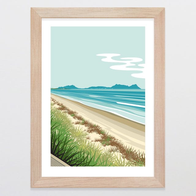 Glenn Jones Art Ruakaka Beach Art Print Art Print A4 / Oak