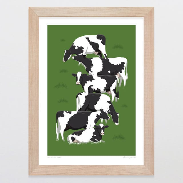 Glenn Jones Art Seen And Herd Art Print Art Print A4 / Oak