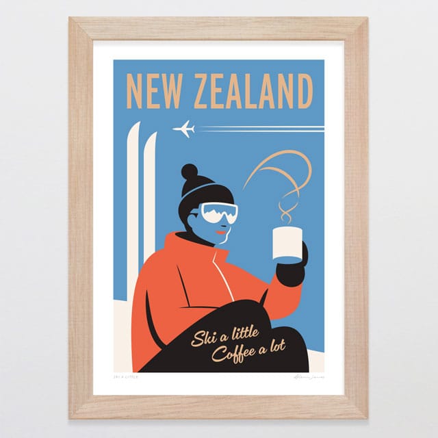Glenn Jones Art Ski A Little Art Print Art Print A4 / Oak