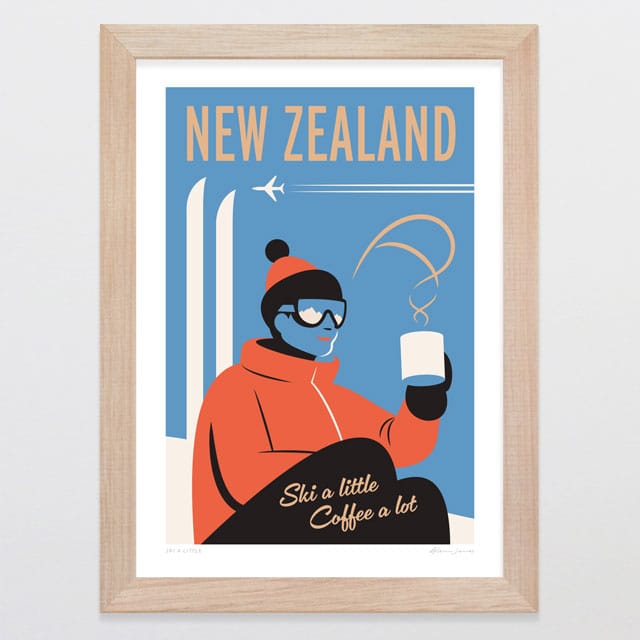 Glenn Jones Art Ski A Little Art Print Art Print A4 / Oak