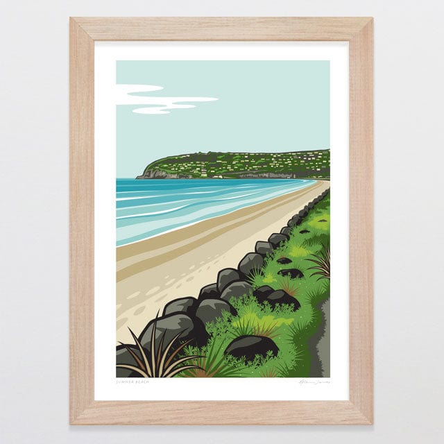 Glenn Jones Art Sumner Beach Art Print Art Print A4 / Oak