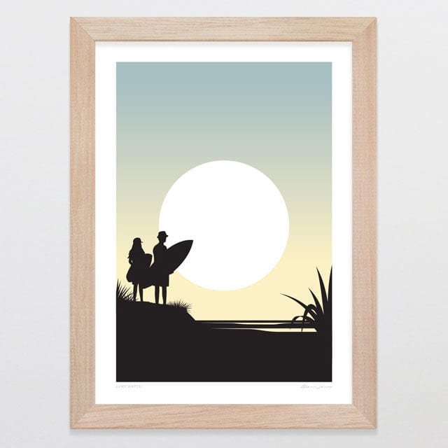 Glenn Jones Art Surf Watch Art Print Art Print A4 / Oak