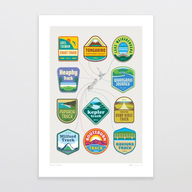 Glenn Jones Art Great Walks Art Print Art Print A4 / Unframed