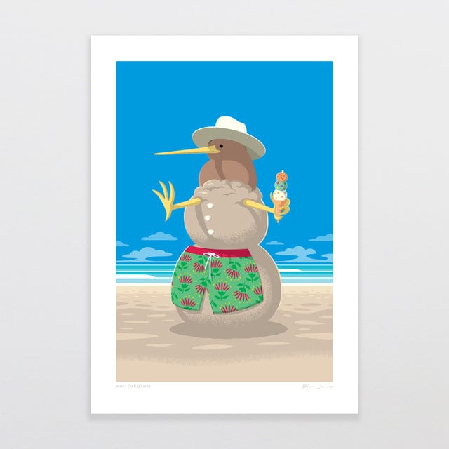 Glenn Jones Art Kiwi Christmas Art Print Art Print A4 / Unframed