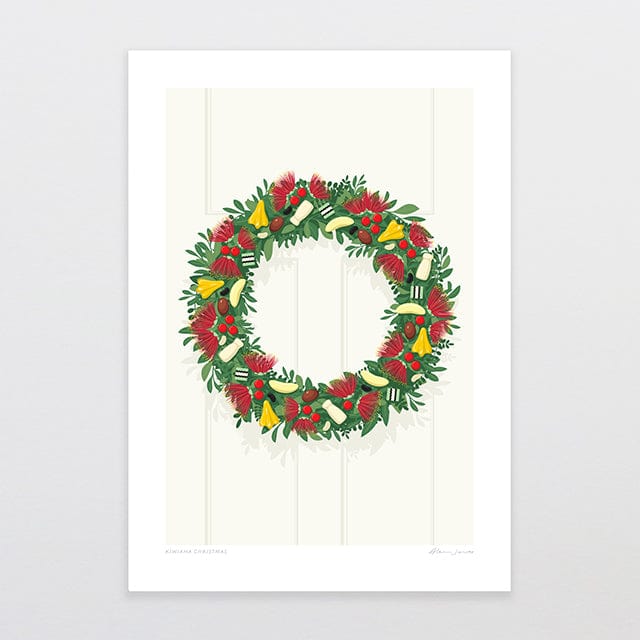 Glenn Jones Art Kiwiana Christmas Art Print A4 / Unframed