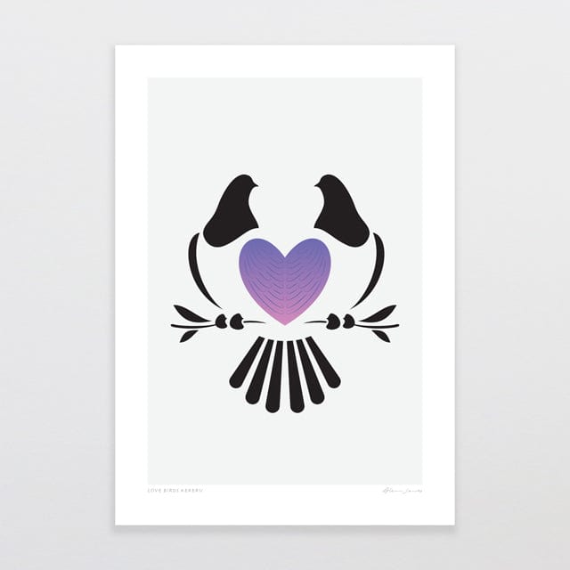Glenn Jones Art Love Birds Kereru Art Print Art Print A4 / Unframed