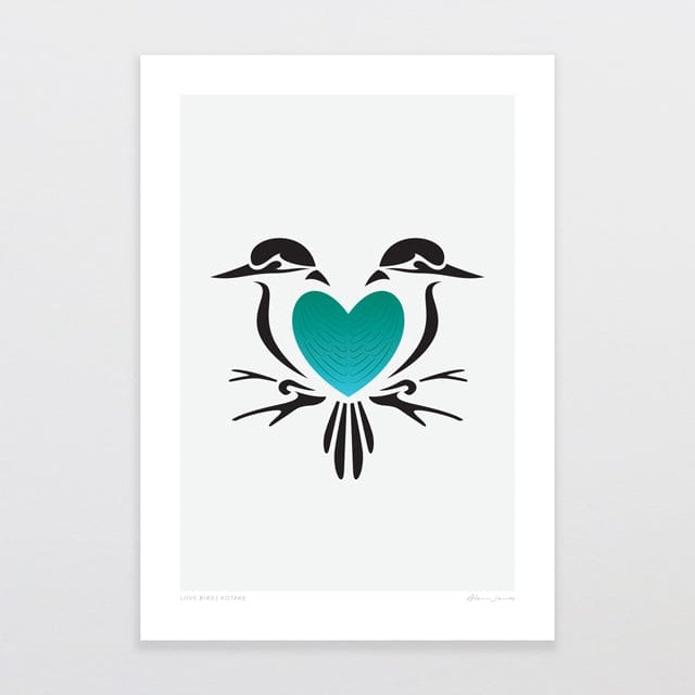 Glenn Jones Art Love Birds Kotare Art Print Art Print A4 / Unframed