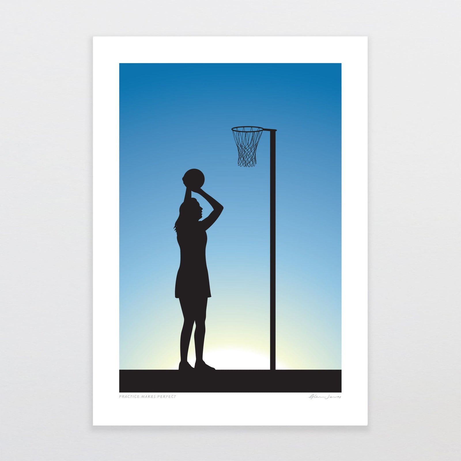 Glenn Jones Art Practice Makes Perfect - Netball Art Print Art Print A4 / Unframed