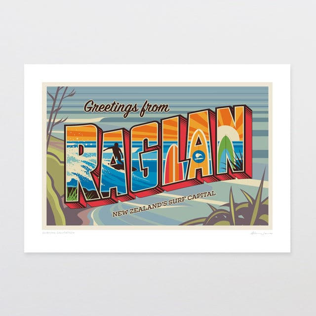 Glenn Jones Art Surfing Salutation Art Print Art Print A4 / Unframed