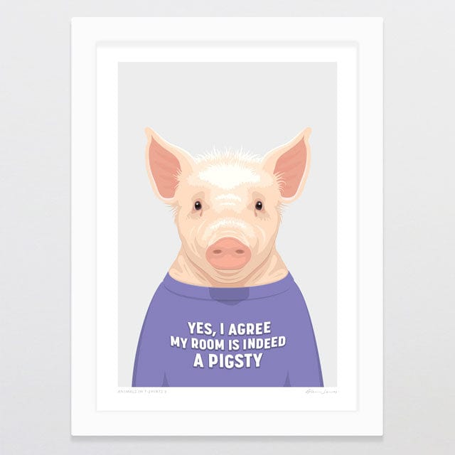 Glenn Jones Art Animals In T-shirts 5 Art Print Art Print A4 / White