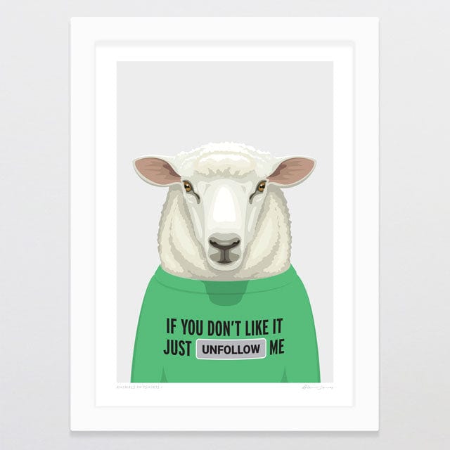 Glenn Jones Art Animals In Tshirts 1 Art Print Art Print A4 / White