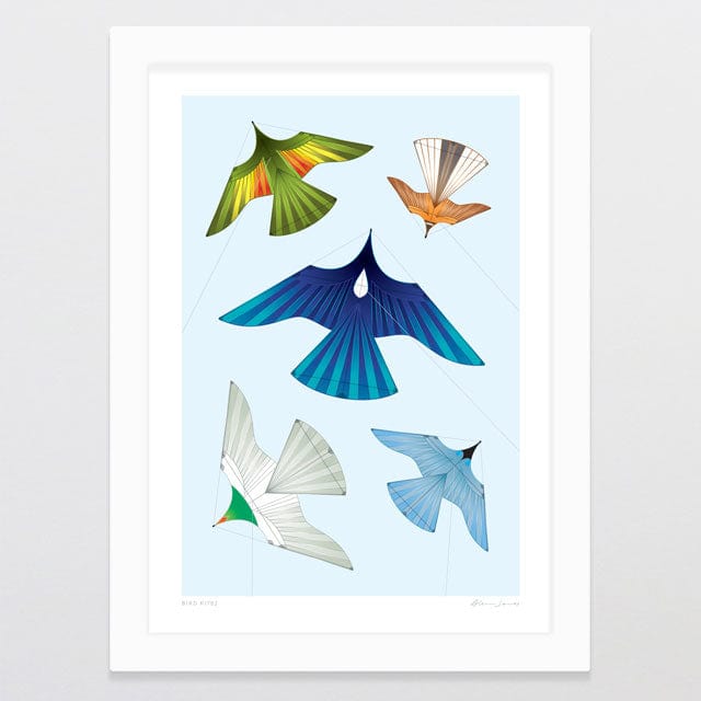 Glenn Jones Art Bird Kites Art Print Art Print A4 / White