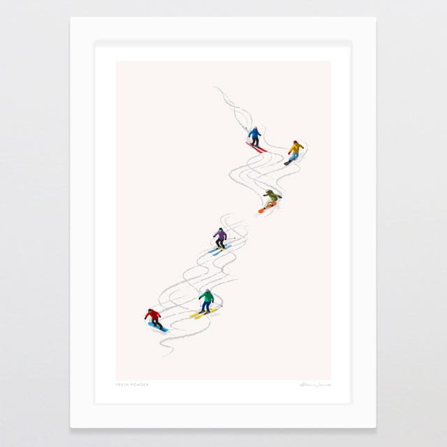 Glenn Jones Art Fresh Powder Art Print Art Print A4 / White