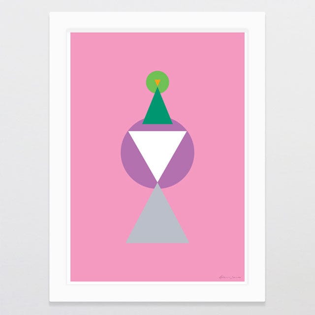 Glenn Jones Art Geometric Kereru Art Print A4 / White