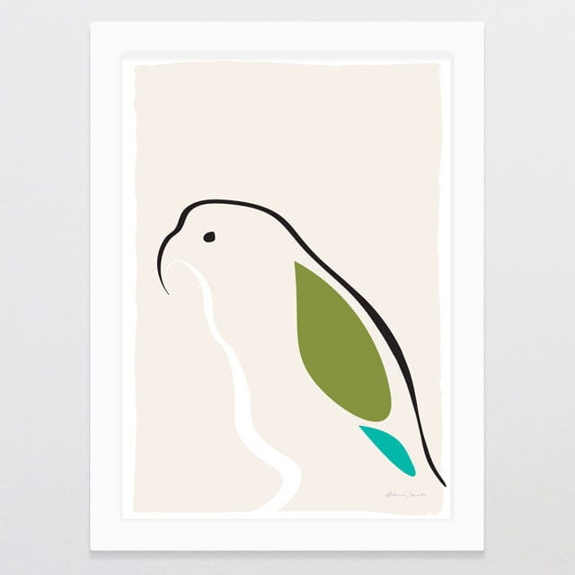 Glenn Jones Art Kea Ink Bird Art Print A4 / White