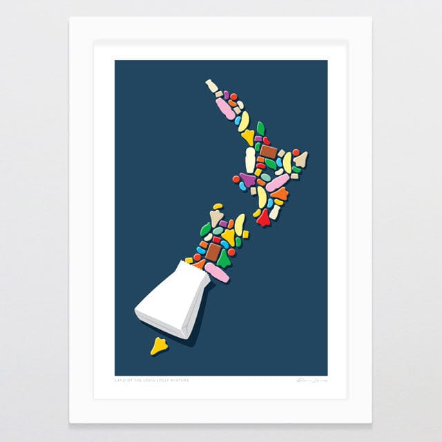 Glenn Jones Art Land Of The Long Lolly Mixture Art Print Art Print A4 / White