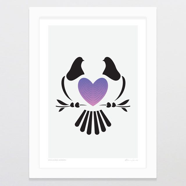 Glenn Jones Art Love Birds Kereru Art Print Art Print A4 / White