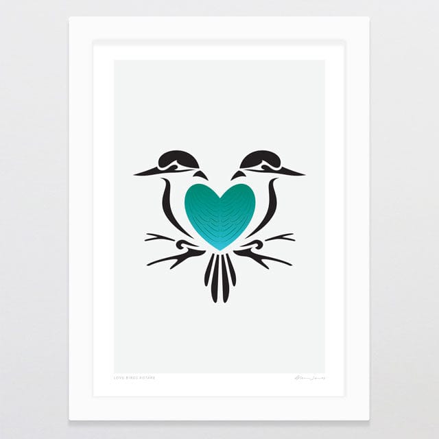 Glenn Jones Art Love Birds Kotare Art Print Art Print A4 / White