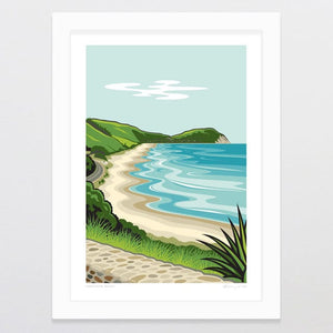 Glenn Jones Art Makorori Beach Art Print Art Print A4 / White