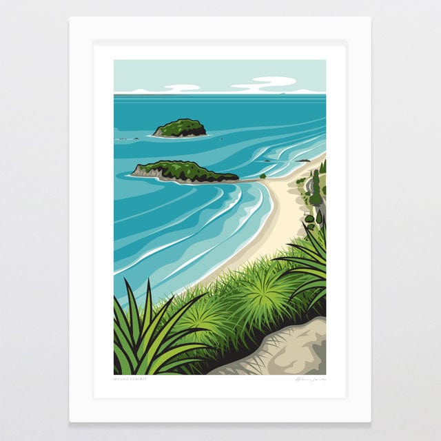 Glenn Jones Art Mauao Summit Art Print Art Print A4 / White