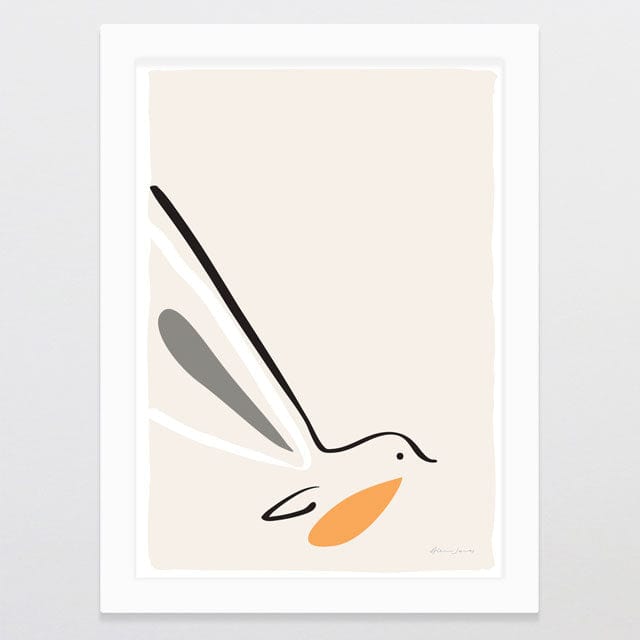 Glenn Jones Art Piwakawaka Ink Bird Art Print A4 / White