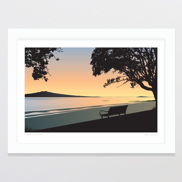 Glenn Jones Art Rangitoto Sunrise Art Print Art Print A4 / White