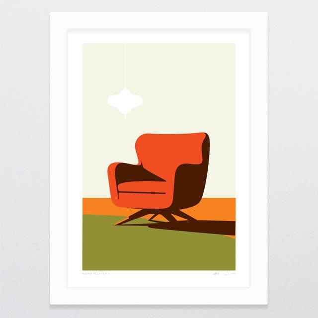 Glenn Jones Art Retro Relaxer 2 Art Print Art Print A4 / White
