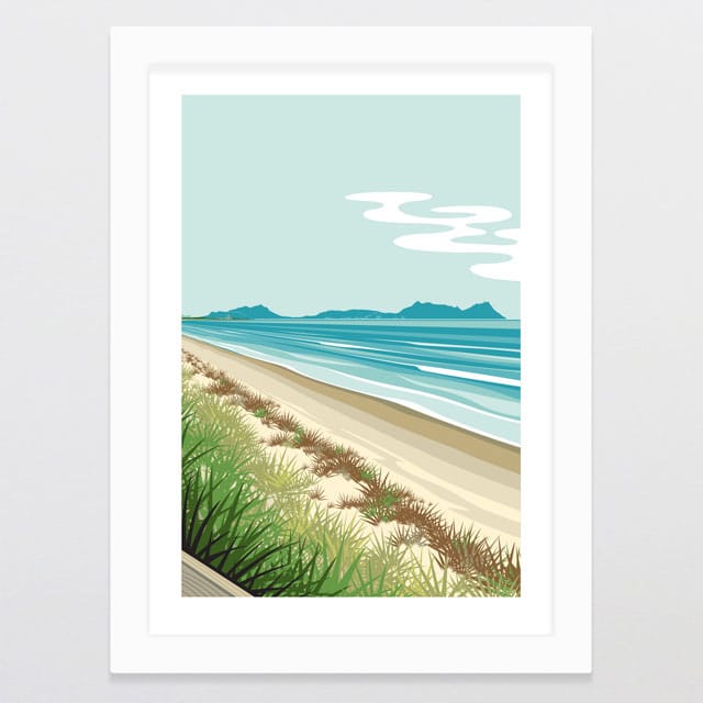 Glenn Jones Art Ruakaka Beach Art Print Art Print A4 / White