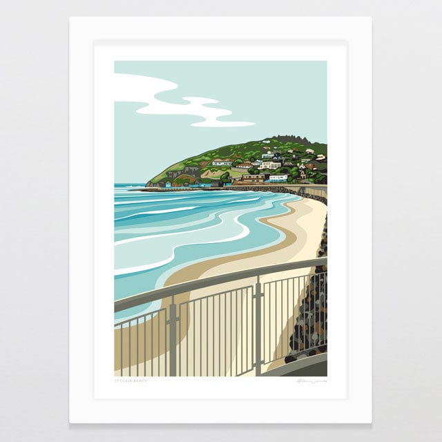 Glenn Jones Art St Clair Beach Art Print Art Print A4 / White