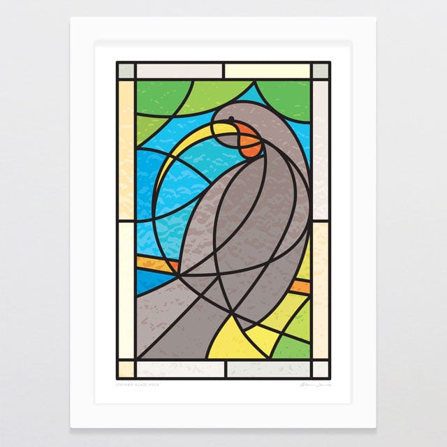 Glenn Jones Art Stained Glass Huia Art Print Art Print A4 / White