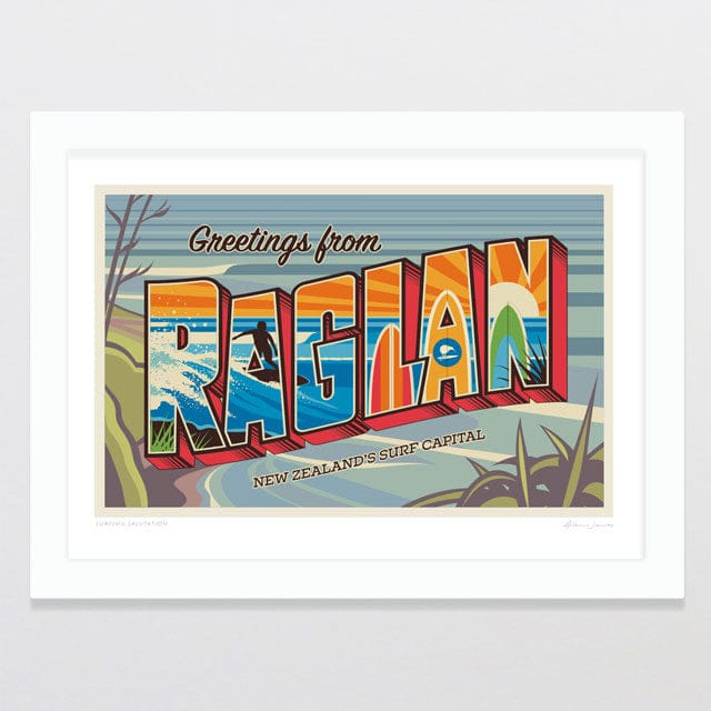 Glenn Jones Art Surfing Salutation Art Print Art Print A4 / White