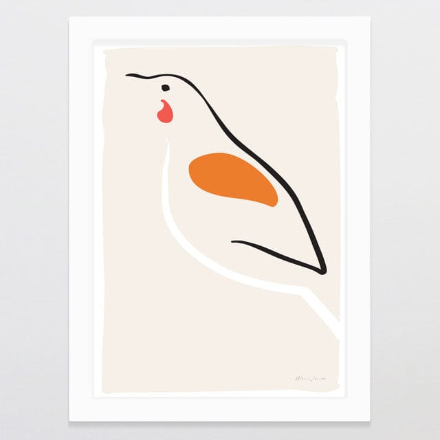 Glenn Jones Art Tieke Ink Bird Art Print A4 / White