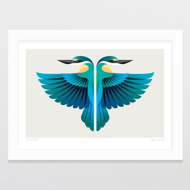 Glenn Jones Art Two Kōtare Art Print Art Print A4 / White