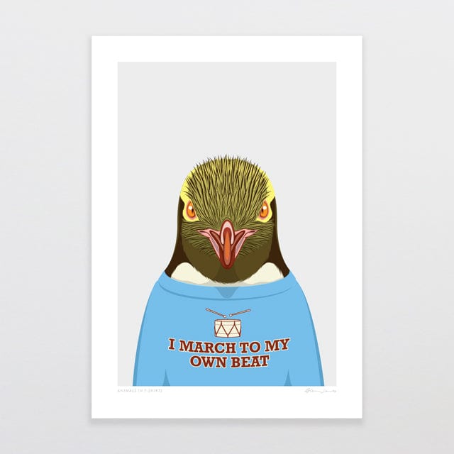 Glenn Jones Art Animals In T-shirts - Penguin Art Print Art Print