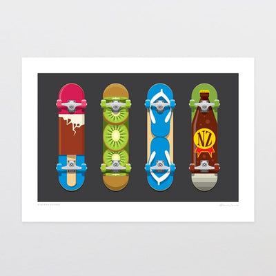 Kiwiana Boards Art Print
