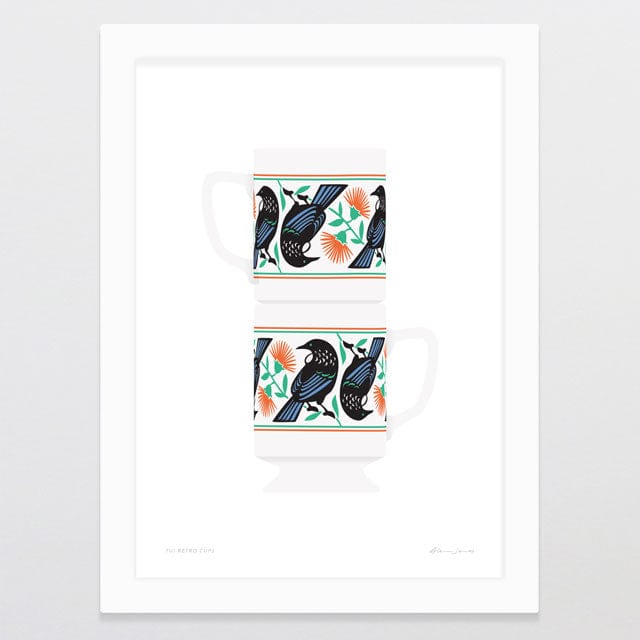 Glenn Jones Art Tui Retro Cups Art Print