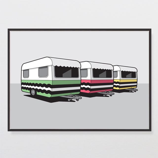 Glenn Jones Art Colourful Campers Canvas Print Canvas Print A2 / Black