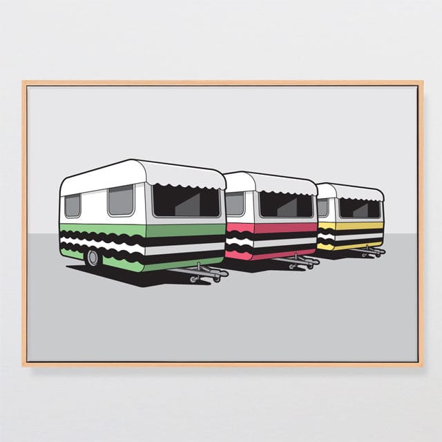 Glenn Jones Art Colourful Campers Canvas Print Canvas Print A2 / Oak