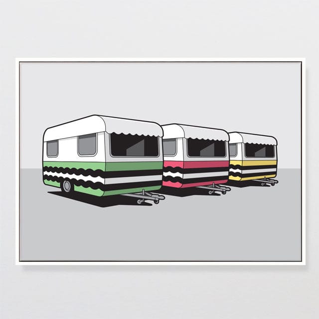 Glenn Jones Art Colourful Campers Canvas Print Canvas Print A2 / White