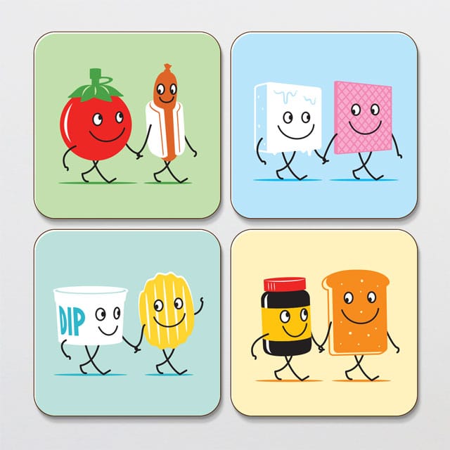 Glenn Jones Art Food Friends Coaster Set coaster