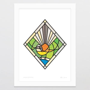 Stained Glass Fantail Art Print-Glenn Jones Art