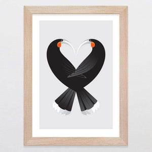 Glenn Jones Art Aroha Huia - Limited Edition Art Print Art Print A3 Print / Raw Oak Frame