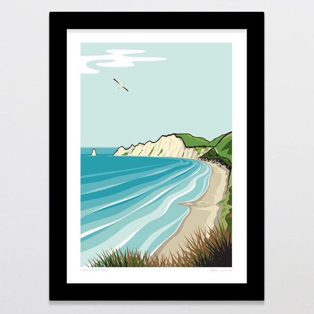 Glenn Jones Art Cape Kidnappers Art Print Art Print A4 / Black