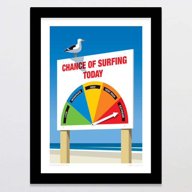 Glenn Jones Art Chance Of Surfing Art Print Art Print A4 / Black