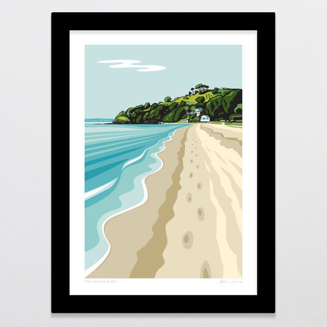 Glenn Jones Art Cheltenham Beach Art Print Art Print A4 / Black