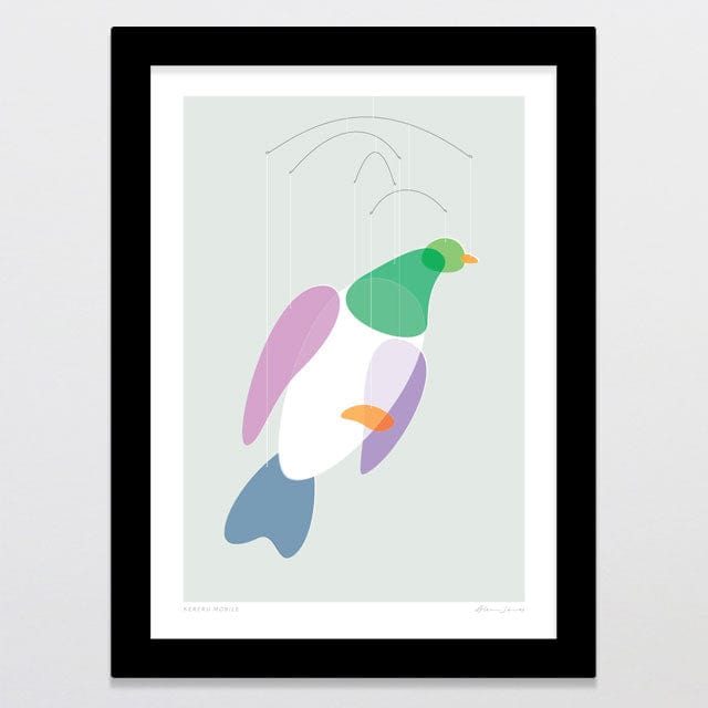 Glenn Jones Art Kereru Mobile Art Print Art Print A4 / Black