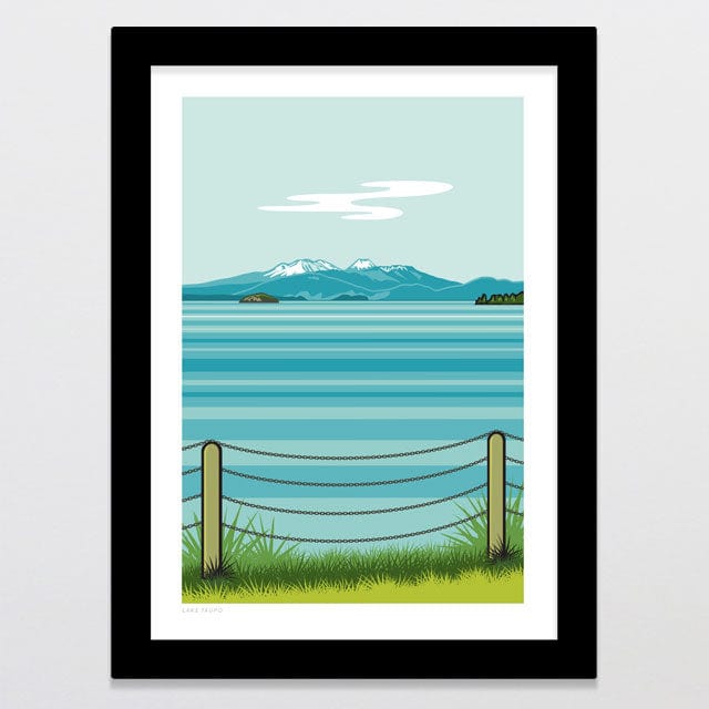 Glenn Jones Art Lake Taupo Art Print Art Print A4 / Black